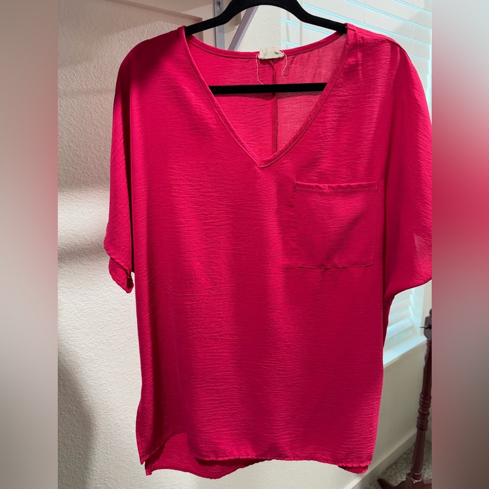 Bibi brand oversized v neck pocket blouse size medium M